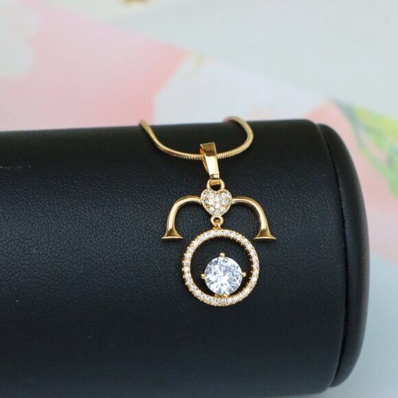 "Rose Gold Aries Zodiac Pendant with Shimmering CZ and Horn Motif, XPPT1545 - Picture 5 of 13